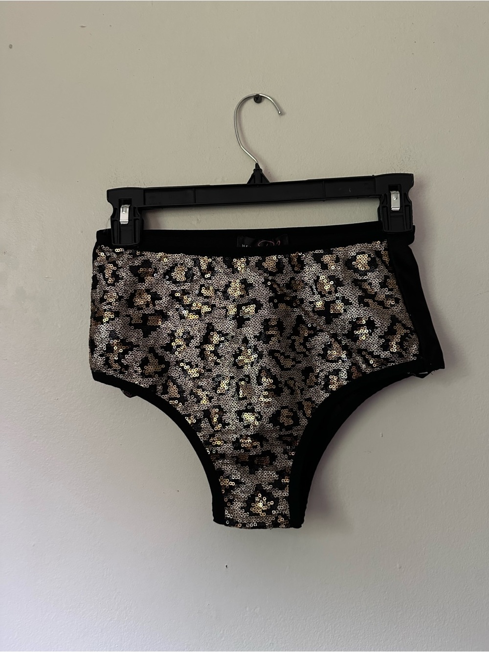 Sequin Leopard High-Waist Briefs - Black & Gold